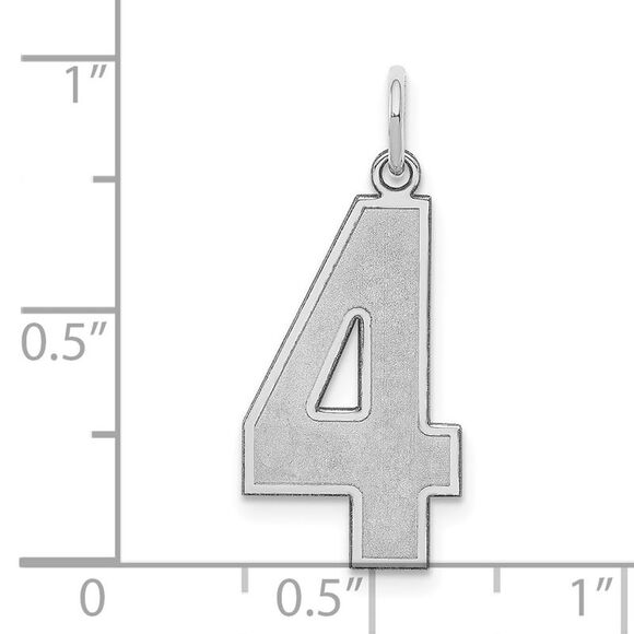 Sterling Silver, Jersey Collection, Large Number 4 Pendant - Picture 4 of 5